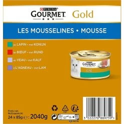 Coupon ✨ Purina Gourmet Les Mousselines - Pâtée chat adulte Lapin, Boeuf, Veau, Agneau 24x85g - Pack 4 🎉 -Promos Chat Boutique 3222270889759 3
