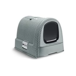 Budget 🧨 CURVER Maison de toilette - Bleu gris - Pour chat ⭐