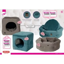 Promo 💯 Corbeille Chambord ZOLUX pour chat - Velours Chesterfield - Diamètre 41cm - Taupe - 500242 ⌛ -Promos Chat Boutique 3336025002420 7 2