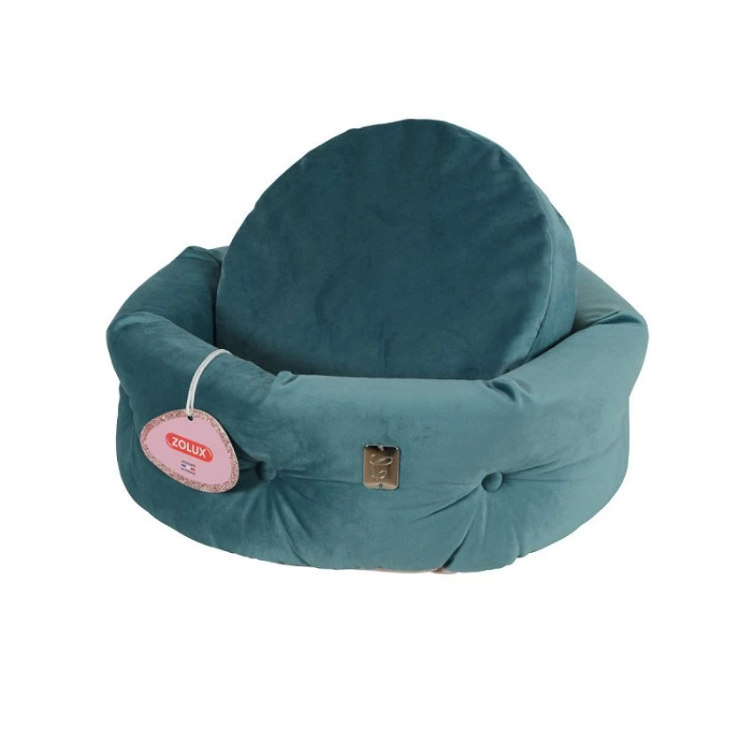 Acheter ❤️ Corbeille Chambord ZOLUX pour chat - Velours Chesterfield - Diamètre 41cm - Vert paon - 500243 ✔️ 2 Acheter ❤️ Corbeille Chambord ZOLUX pour chat - Velours Chesterfield - Diamètre 41cm - Vert paon - 500243 ✔️ – Image 2