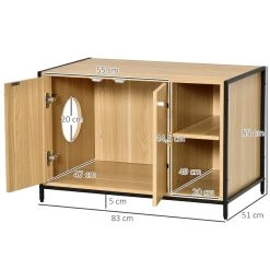 Tout neuf 🥰 Pawhut Maison de toilette pour chat 2 portes avec entrée latérale 2 niches plateau châssis acier panneaux particules aspect bois clair 🌟 -Promos Chat Boutique 3662970006122 3