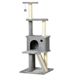 Meilleure affaire 🧨 Pawhut Arbre à chat centre d'activités multi-équipé griffoirs grattoir jeu boule suspendue niche housse amovible plateformes gris 🌟