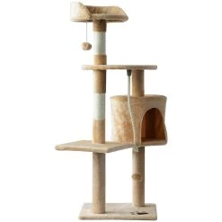 Remise ❤️ Pawhut Arbre à chats multi-équipements griffoirs grattoirs plateformes niche corde jouets 40L x 40l x 114H cm beige 😍 -Promos Chat Boutique 3662970031841 4