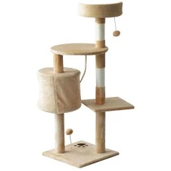 Remise ❤️ Pawhut Arbre à chats multi-équipements griffoirs grattoirs plateformes niche corde jouets 40L x 40l x 114H cm beige 😍 -Promos Chat Boutique 3662970031841 5