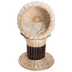 Coupon 👍 PawHut Panier chat lit chat cosy grand confort 44L x 44l x 67H cm coussin moelleux inclus osier beige marron 🔥 -Promos Chat Boutique 3662970040874 5