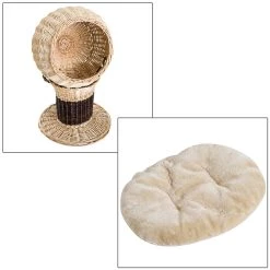 Coupon 👍 PawHut Panier chat lit chat cosy grand confort 44L x 44l x 67H cm coussin moelleux inclus osier beige marron 🔥 -Promos Chat Boutique 3662970040874 6