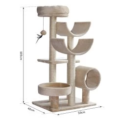 De gros 🤩 Pawhut Arbre à chats multi-équipements griffoirs grattoirs plates-formes + tunnel + jouet suspendu dim. 50L x 40l x 105H cm beige 🛒 -Promos Chat Boutique 3662970041765 3