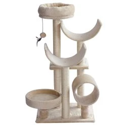 De gros 🤩 Pawhut Arbre à chats multi-équipements griffoirs grattoirs plates-formes + tunnel + jouet suspendu dim. 50L x 40l x 105H cm beige 🛒 -Promos Chat Boutique 3662970041765 4