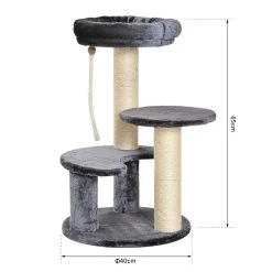 Promo 🛒 Pawhut Arbre à chats 2 griffoirs grattoirs sisal naturel 3 plateformes corde à grimper dim. Ø 40 x 65H cm peluche haute densité 500 g/m² gris 🤩 -Promos Chat Boutique 3662970042274 3