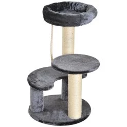 Promo 🛒 Pawhut Arbre à chats 2 griffoirs grattoirs sisal naturel 3 plateformes corde à grimper dim. Ø 40 x 65H cm peluche haute densité 500 g/m² gris 🤩 -Promos Chat Boutique 3662970042274 5
