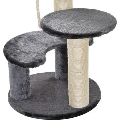 Promo 🛒 Pawhut Arbre à chats 2 griffoirs grattoirs sisal naturel 3 plateformes corde à grimper dim. Ø 40 x 65H cm peluche haute densité 500 g/m² gris 🤩 -Promos Chat Boutique 3662970042274 7