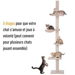 Nouveau 🎉 Pawhut Arbre à chat poteau à griffer L40 x l 34 x H 230-260 cm 5 niveaux d'activités beige 😉 32 Nouveau 🎉 Pawhut Arbre à chat poteau à griffer L40 x l 34 x H 230-260 cm 5 niveaux d'activités beige 😉 -Promos Chat Boutique 3662970047187 5