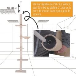 Nouveau 🎉 Pawhut Arbre à chat poteau à griffer L40 x l 34 x H 230-260 cm 5 niveaux d'activités beige 😉 34 Nouveau 🎉 Pawhut Arbre à chat poteau à griffer L40 x l 34 x H 230-260 cm 5 niveaux d'activités beige 😉 -Promos Chat Boutique 3662970047187 7