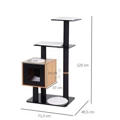 Promo 🎁 Pawhut Arbre à chats design contemporain griffoirs grattoirs sisal naturel centre d'activités niche plate-formes jeu boules suspendues 👏 -Promos Chat Boutique 3662970048245 3