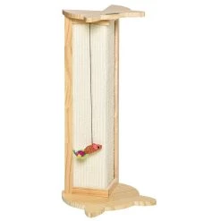 Meilleur prix 🤩 Pawhut Griffoir grattoir design tête de chat - jouet souris suspendue intégré - griffoir d'angle polyvalent - sisal naturel bois de pin 🔥