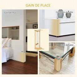 Meilleur prix 🤩 Pawhut Griffoir grattoir design tête de chat - jouet souris suspendue intégré - griffoir d'angle polyvalent - sisal naturel bois de pin 🔥 -Promos Chat Boutique 3662970058039 5