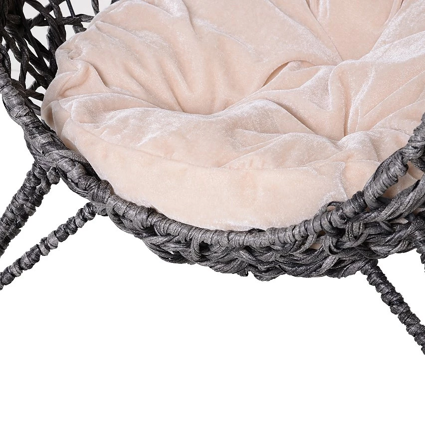 Promo 🎁 PawHut Panier chat lit chat cosy grand confort dim. Ø 52 x 58H cm coussin moelleux beige inclus résine tressée imitation rotin gris 😉 5 Promo 🎁 PawHut Panier chat lit chat cosy grand confort dim. Ø 52 x 58H cm coussin moelleux beige inclus résine tressée imitation rotin gris 😉 – Image 5