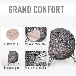 Promo 🎁 PawHut Panier chat lit chat cosy grand confort dim. Ø 52 x 58H cm coussin moelleux beige inclus résine tressée imitation rotin gris 😉 13 Promo 🎁 PawHut Panier chat lit chat cosy grand confort dim. Ø 52 x 58H cm coussin moelleux beige inclus résine tressée imitation rotin gris 😉 -Promos Chat Boutique 3662970061695 7