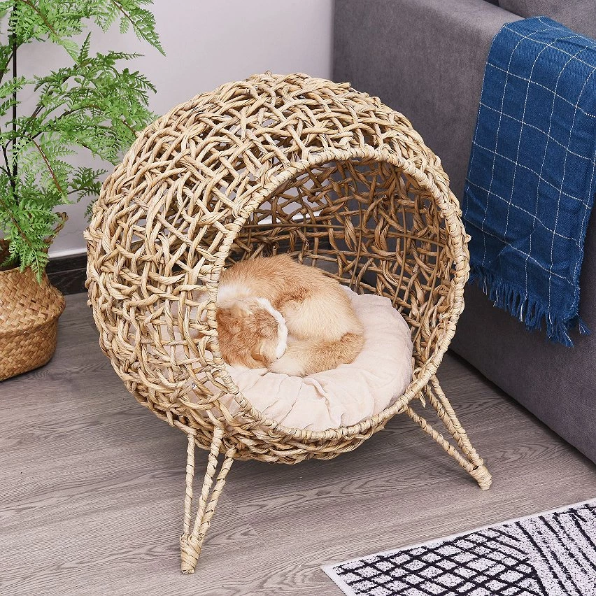 Meilleur prix 🌟 PawHut Panier chat lit chat cosy grand confort dim. Ø 52 x 58H cm coussin moelleux inclus résine tressée imitation rotin beige 🎁 2 Meilleur prix 🌟 PawHut Panier chat lit chat cosy grand confort dim. Ø 52 x 58H cm coussin moelleux inclus résine tressée imitation rotin beige 🎁 – Image 2