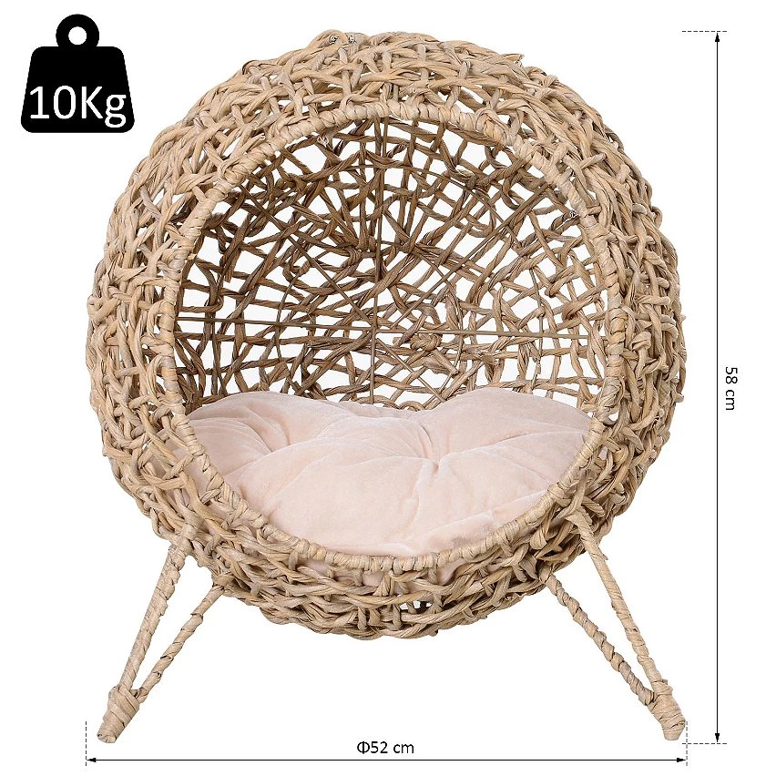 Meilleur prix 🌟 PawHut Panier chat lit chat cosy grand confort dim. Ø 52 x 58H cm coussin moelleux inclus résine tressée imitation rotin beige 🎁 3 Meilleur prix 🌟 PawHut Panier chat lit chat cosy grand confort dim. Ø 52 x 58H cm coussin moelleux inclus résine tressée imitation rotin beige 🎁 – Image 3