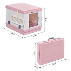 Remise 😉 Pawhut Maison de toilette pliable portable pour chat tiroir à litière coulissant porte battante transparente + pelle fournis 43L x 54l x 42H cm rose 🤩 9 Remise 😉 Pawhut Maison de toilette pliable portable pour chat tiroir à litière coulissant porte battante transparente + pelle fournis 43L x 54l x 42H cm rose 🤩 -Promos Chat Boutique 3662970065402 3