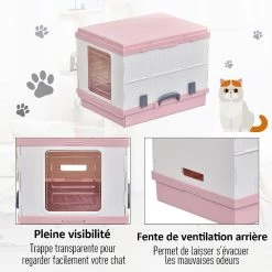 Remise 😉 Pawhut Maison de toilette pliable portable pour chat tiroir à litière coulissant porte battante transparente + pelle fournis 43L x 54l x 42H cm rose 🤩 12 Remise 😉 Pawhut Maison de toilette pliable portable pour chat tiroir à litière coulissant porte battante transparente + pelle fournis 43L x 54l x 42H cm rose 🤩 -Promos Chat Boutique 3662970065402 6