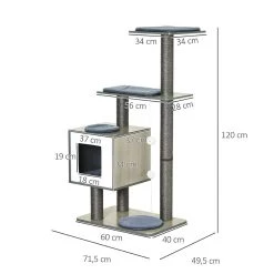 Sortie 👏 Pawhut Arbre à chats design contemporain griffoirs grattoirs sisal naturel centre d'activités niche plate-formes jeu boules suspendues ⭐ -Promos Chat Boutique 3662970066027 3