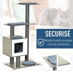 Sortie 👏 Pawhut Arbre à chats design contemporain griffoirs grattoirs sisal naturel centre d'activités niche plate-formes jeu boules suspendues ⭐ -Promos Chat Boutique 3662970066027 5