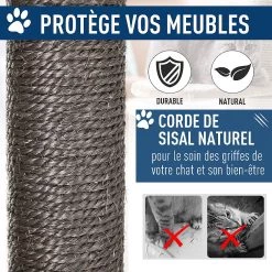 Sortie 👏 Pawhut Arbre à chats design contemporain griffoirs grattoirs sisal naturel centre d'activités niche plate-formes jeu boules suspendues ⭐ -Promos Chat Boutique 3662970066027 6