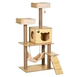Meilleure affaire 🧨 Pawhut Arbre à chats design contemporain griffoirs grattoirs sisal naturel niche plate-formes hamac boule panneaux particules beige 👍