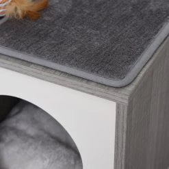 Budget 🔥 Pawhut Arbre à chats design contemporain griffoir grattoir sisal naturel centre d'activités niche plateforme jeu boule suspendue gris ⭐ -Promos Chat Boutique 3662970070673 7