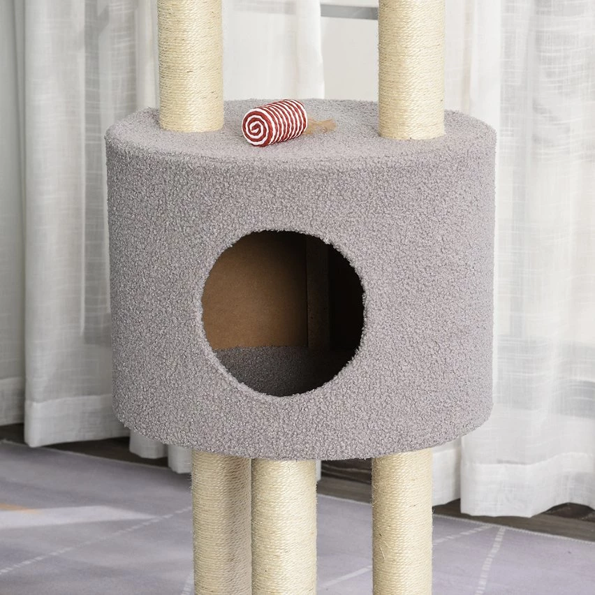Promo 😉 PawHut Arbre à Chats avec Griffoir Niche Poteaux Peluche Haute Densité 45L x 40L x 148H cm Beige 🤩 14 Promo 😉 PawHut Arbre à Chats avec Griffoir Niche Poteaux Peluche Haute Densité 45L x 40L x 148H cm Beige 🤩 – Image 14