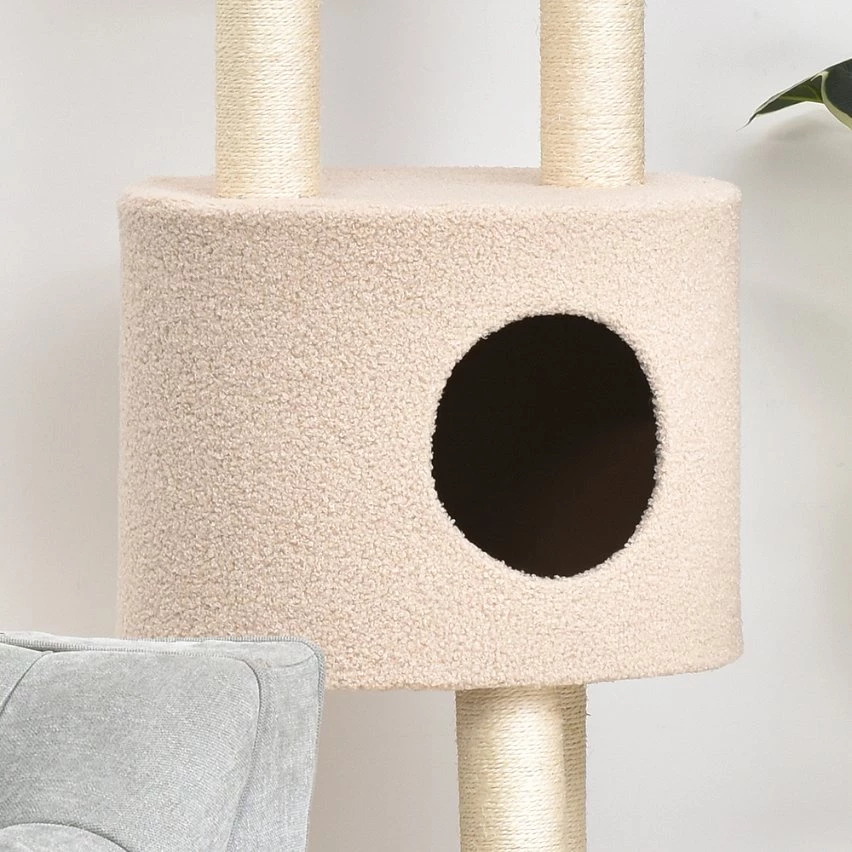 Promo 😉 PawHut Arbre à Chats avec Griffoir Niche Poteaux Peluche Haute Densité 45L x 40L x 148H cm Beige 🤩 6 Promo 😉 PawHut Arbre à Chats avec Griffoir Niche Poteaux Peluche Haute Densité 45L x 40L x 148H cm Beige 🤩 – Image 6