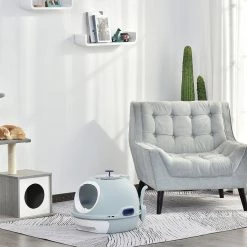 De gros ✔️ Pawhut Maison de toilette portable pour chat tiroir à litière coulissant porte battante lucarne + pelle fournis dim. 47L x 55l x 44H cm rose 🎁 -Promos Chat Boutique 3662970073148 4