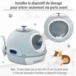 De gros ✔️ Pawhut Maison de toilette portable pour chat tiroir à litière coulissant porte battante lucarne + pelle fournis dim. 47L x 55l x 44H cm rose 🎁 -Promos Chat Boutique 3662970073148 7