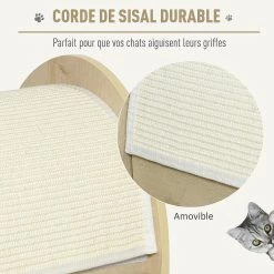 De gros ✨ Pawhut Maison pour chat design - niche chat panier chat - coussin, grattoir amovibles sisal naturel inclus - MDF bois beige clair 💯 -Promos Chat Boutique 3662970075975 5