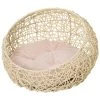 Coupon 😉 PawHut Panier chat lit chat cosy grand confort dim. Ø 56 x 35H cm coussin moelleux inclus PVC imitation rotin beige ⌛