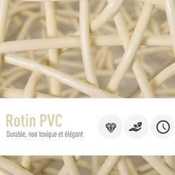 Coupon 😉 PawHut Panier chat lit chat cosy grand confort dim. Ø 56 x 35H cm coussin moelleux inclus PVC imitation rotin beige ⌛ -Promos Chat Boutique 3662970076989 6