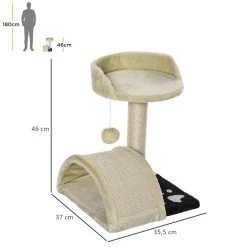Top 10 ✨ Pawhut Arbre à chat griffoir grattoir design jeu boule suspendue + plateforme peluche sisal naturel beige 👏 -Promos Chat Boutique 3662970077856 3