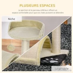 Top 10 ✨ Pawhut Arbre à chat griffoir grattoir design jeu boule suspendue + plateforme peluche sisal naturel beige 👏 -Promos Chat Boutique 3662970077856 5