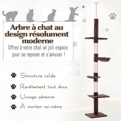 Nouveau 🎉 Pawhut Arbre à chat poteau à griffer L40 x l 34 x H 230-260 cm 5 niveaux d'activités beige 😉 24 Nouveau 🎉 Pawhut Arbre à chat poteau à griffer L40 x l 34 x H 230-260 cm 5 niveaux d'activités beige 😉 -Promos Chat Boutique 3662970077863 4