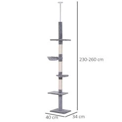 Nouveau 🎉 Pawhut Arbre à chat poteau à griffer L40 x l 34 x H 230-260 cm 5 niveaux d'activités beige 😉 37 Nouveau 🎉 Pawhut Arbre à chat poteau à griffer L40 x l 34 x H 230-260 cm 5 niveaux d'activités beige 😉 -Promos Chat Boutique 3662970077870 3