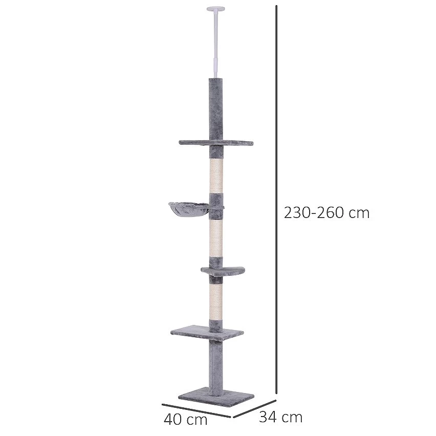 Nouveau 🎉 Pawhut Arbre à chat poteau à griffer L40 x l 34 x H 230-260 cm 5 niveaux d'activités beige 😉 17 Nouveau 🎉 Pawhut Arbre à chat poteau à griffer L40 x l 34 x H 230-260 cm 5 niveaux d'activités beige 😉 – Image 17