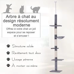 Nouveau 🎉 Pawhut Arbre à chat poteau à griffer L40 x l 34 x H 230-260 cm 5 niveaux d'activités beige 😉 38 Nouveau 🎉 Pawhut Arbre à chat poteau à griffer L40 x l 34 x H 230-260 cm 5 niveaux d'activités beige 😉 -Promos Chat Boutique 3662970077870 4