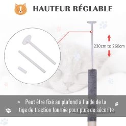 Nouveau 🎉 Pawhut Arbre à chat poteau à griffer L40 x l 34 x H 230-260 cm 5 niveaux d'activités beige 😉 39 Nouveau 🎉 Pawhut Arbre à chat poteau à griffer L40 x l 34 x H 230-260 cm 5 niveaux d'activités beige 😉 -Promos Chat Boutique 3662970077870 5
