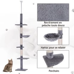 Nouveau 🎉 Pawhut Arbre à chat poteau à griffer L40 x l 34 x H 230-260 cm 5 niveaux d'activités beige 😉 41 Nouveau 🎉 Pawhut Arbre à chat poteau à griffer L40 x l 34 x H 230-260 cm 5 niveaux d'activités beige 😉 -Promos Chat Boutique 3662970077870 7