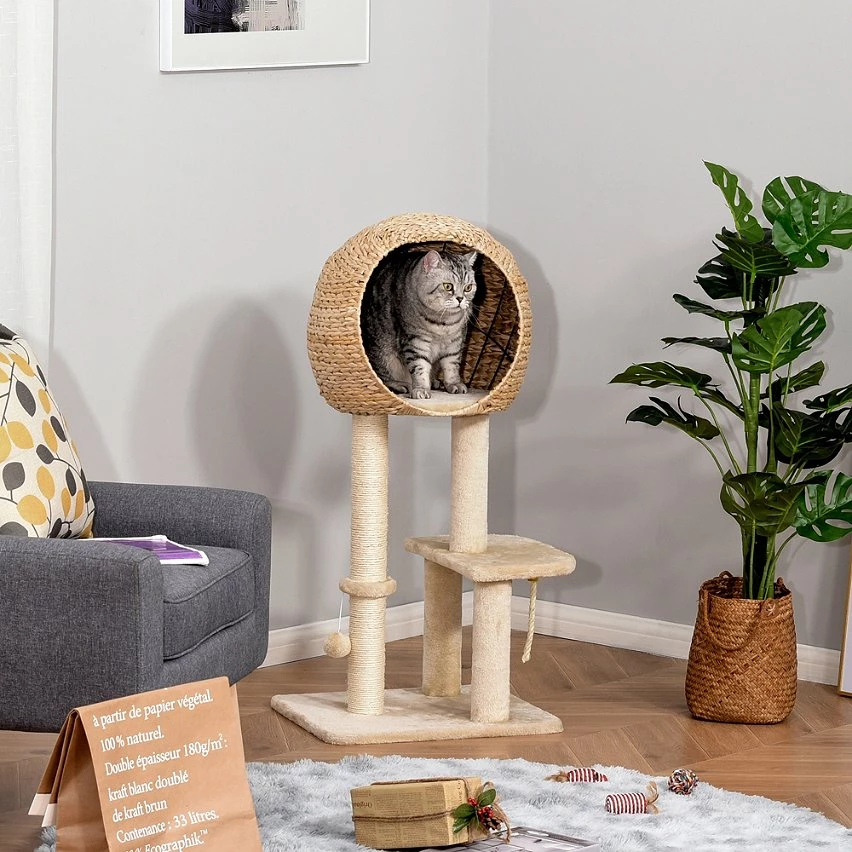 Le moins cher 🧨 Pawhut Arbre à chats style cosy chic griffoir sisal naturel grande niche plateformes jeu boule corde escalade peluche courte massette beige 🧨 2 Le moins cher 🧨 Pawhut Arbre à chats style cosy chic griffoir sisal naturel grande niche plateformes jeu boule corde escalade peluche courte massette beige 🧨 – Image 2