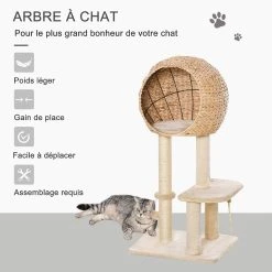 Le moins cher 🧨 Pawhut Arbre à chats style cosy chic griffoir sisal naturel grande niche plateformes jeu boule corde escalade peluche courte massette beige 🧨 11 Le moins cher 🧨 Pawhut Arbre à chats style cosy chic griffoir sisal naturel grande niche plateformes jeu boule corde escalade peluche courte massette beige 🧨 -Promos Chat Boutique 3662970082485 5