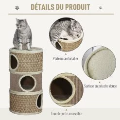 Les meilleures critiques de ❤️ Pawhut Arbre à chat cylindrique - tour à griffer pour chat - arbre à chat tour - Tonneau griffoir - 3 niches + plateforme - sisal corde d'algues beige 🤩 -Promos Chat Boutique 3662970083239 4