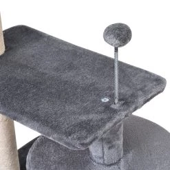 Le moins cher ⌛ Pawhut Arbre à chats griffoir sisal naturel centre d'activités niche plateformes jeu boule suspendue et à ressort gris 🛒 -Promos Chat Boutique 3662970084380 7